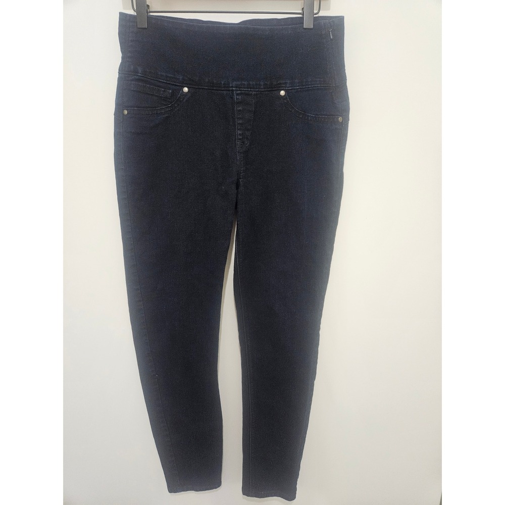Spanx Jean-ish Ankle Leggings Indigo Blue High Rise Side Zip Womens Large